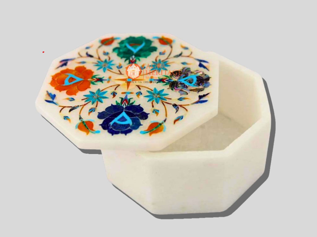 Marble Precious Inlay Jewelry Box Vector Decor